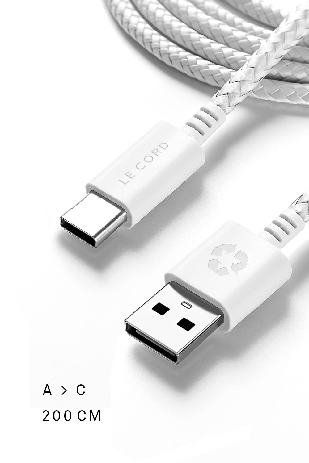 Super Pale USB A to Type C cable · 2 meter · Made of recycled plastics-0