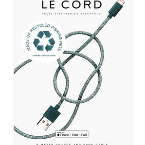 Green iPhone Lightning cable · 2 meter · Made of recycled fishing nets-0